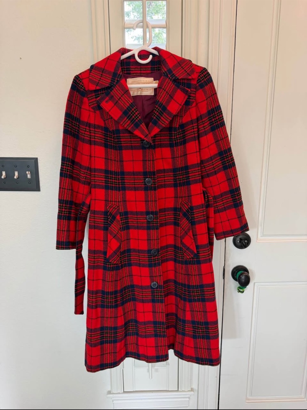 Pendleton 1950’s Vintage Red/Black Plaid Wool Pea Coat Size 2-4
